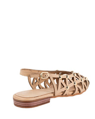 Dolci Firme Luana nude leather closed-toe caged slingback flat with adjustable strap