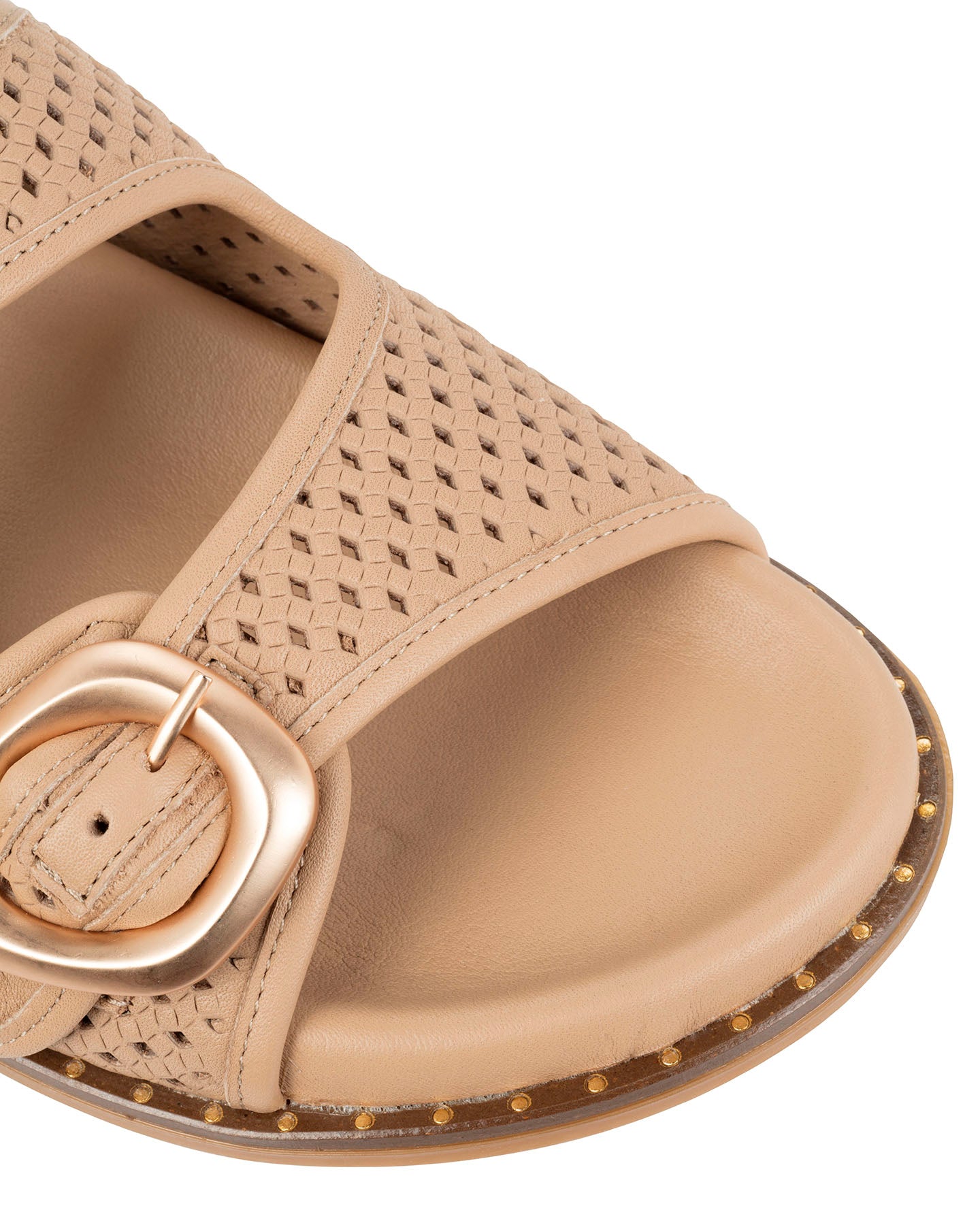 Dolci Firme Beaty Nude Woven Leather Slide Sandal