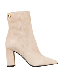 Bianca Buccheri Natala cream suede pointed-toe ankle boots with block heel